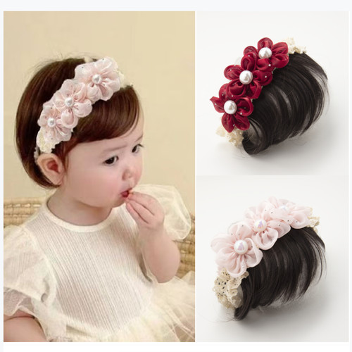 夏款薄款假发发带男童女宝宝百搭齐刘海头饰生日满月造型摄影发饰