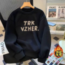 痞帅圆领加绒卫衣男潮牌上衣宽松长袖 美式 男生外套 加厚新款 秋冬季