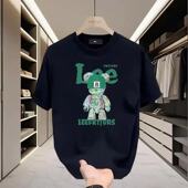 ins潮牌宽松休闲上衣学生潮流五分袖 美式 夏季 T恤男士 体恤 卡通短袖