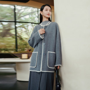 小众设计高级灰100羊毛外套8E41D1514 时尚 歌蒂诗冬季 专柜新款