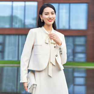 外套 歌蒂诗春季 气质米白色小香风短款 时尚 1D10W5872 专柜新款