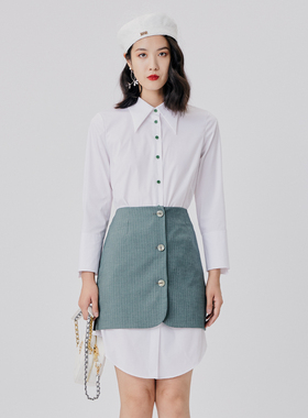 【柳哥严选】歌蒂诗衬衫裙POLO领单排韩版bf风连衣裙8B12A3801