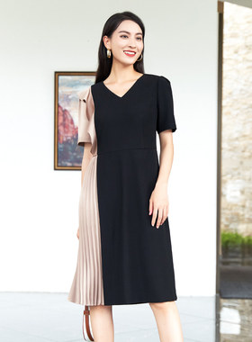 歌蒂诗夏季专柜新款时尚撞色小众设计荷叶边连衣裙 1D14L1034