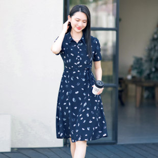 连衣裙 歌蒂诗 知性印花收腰衬衫 夏专柜款 1E21L3275 100%桑蚕丝