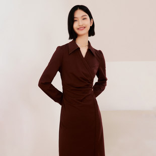 v领优雅显瘦连衣裙8D32L3812 小众设计衬衫 歌蒂诗春季 专柜新款