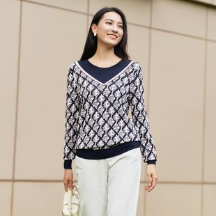 1D11Z1630 撞色字母印花简约舒适针织衫 歌蒂诗春专柜新款 时尚