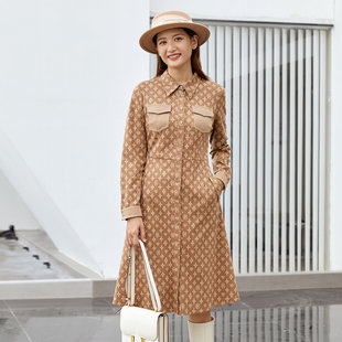 专柜新款 连衣裙 时尚 式 1C41L3223 印花休闲减龄衬衫 歌蒂诗春季