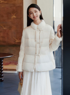 歌蒂诗冬季专柜新款气质水貂毛领新中式鹅绒羽绒服 8E42Y1653