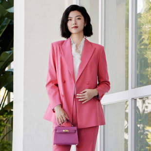 外套 摩登垫肩玫粉色气质西装 8E10W1891 时尚 歌蒂诗春专柜新款