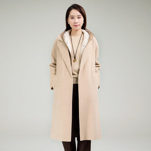 8E41D2595 大衣 歌蒂诗冬专柜新款 简约大气绵羊毛骆驼绒中长款