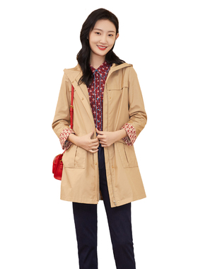 【柳哥严选】歌蒂诗春季时尚通勤袖口撞色风衣薄外套女 1C10W6010