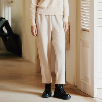 歌蒂诗冬季专柜新款通勤百搭简约纯色松紧腰休闲裤 8E43K9812
