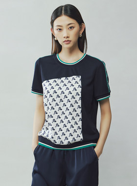 歌蒂诗夏季专柜新款时尚撞色简约休闲宽松套头短袖 1D25S1247