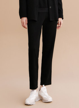 歌蒂诗春季专柜新款休闲百搭简约舒适黑色运动9分裤1D33K9221