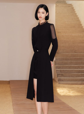 歌蒂诗春季专柜新款优雅蕾丝镂空不规则下摆连衣裙 8D32L1844