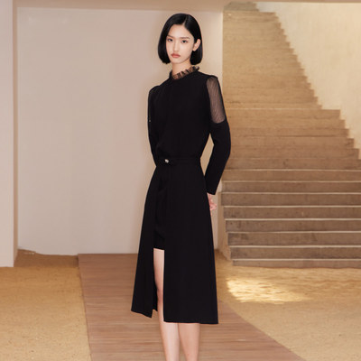 歌蒂诗春季专柜新款优雅蕾丝镂空不规则下摆连衣裙 8D32L1844