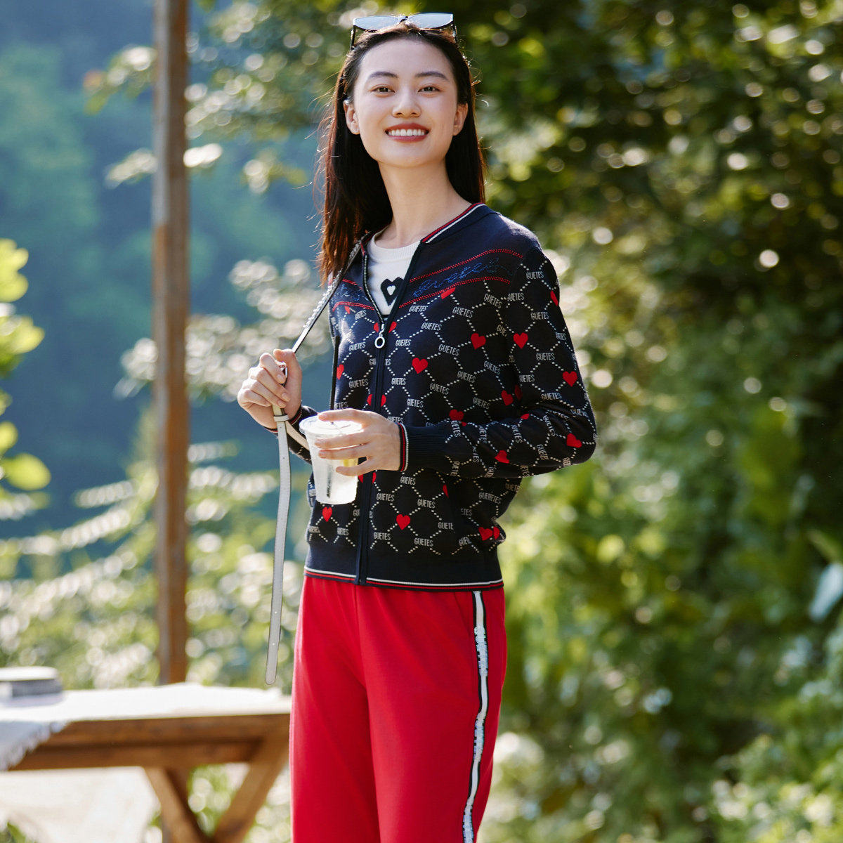 歌蒂诗春季专柜新款休闲舒适简约百搭毛织衫外套女 1E11W2526