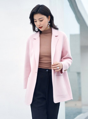 歌蒂诗专柜春季新款100%羊毛直筒型气质西装领毛呢外套 8C33D2567