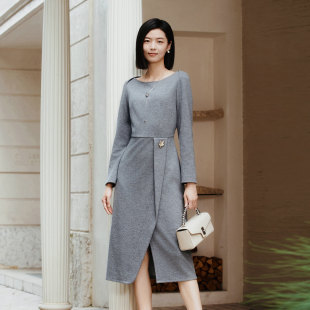专柜新款 冬季 时尚 拼接小众长袖 8E41L2813 歌蒂诗 连衣裙 含羊毛