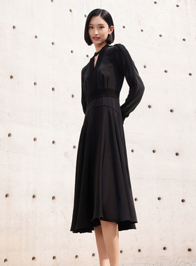 歌蒂诗春专柜新款优雅气质高级领口镂空礼服连衣裙 8D33L3116