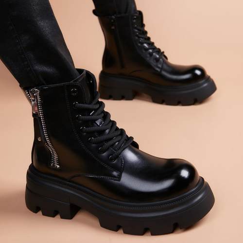 休闲中帮皮靴奥尔彼英伦风男款