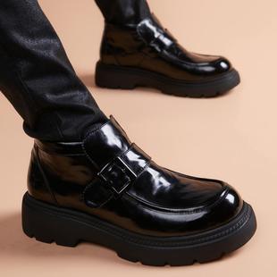 男士切尔西靴男款真皮内增高秋冬靴子男英伦厚底短靴马丁靴男皮靴
