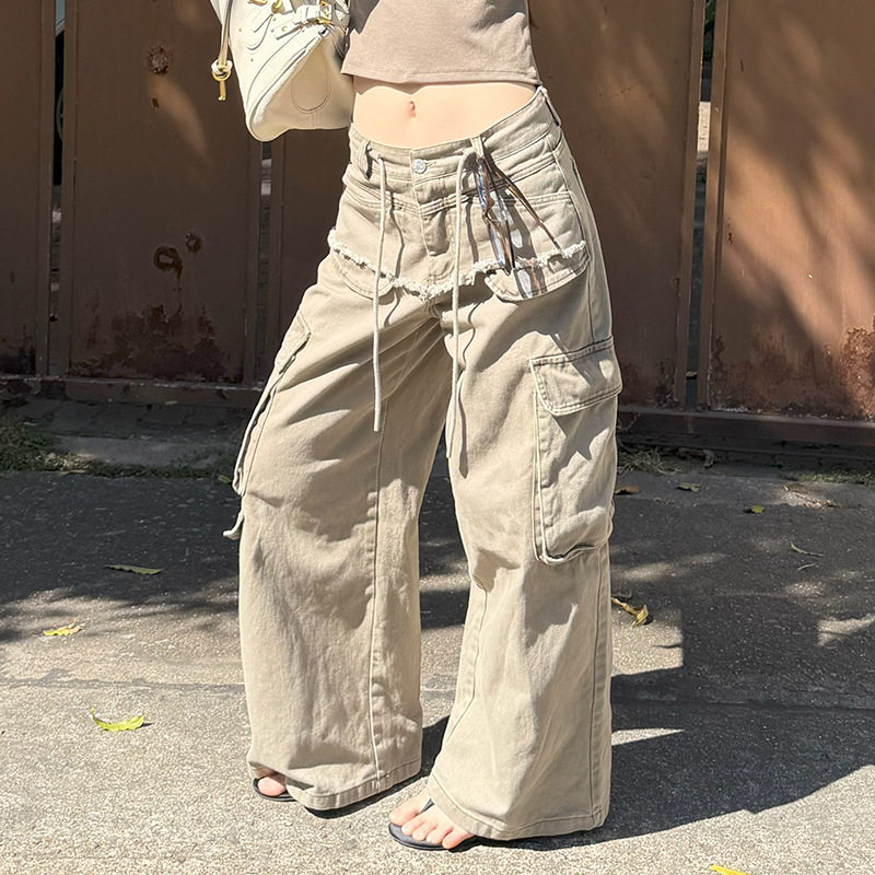 「 2.26春夏新品 」MMFISH 多口袋假两件屁帘磨破工装裤 26K033