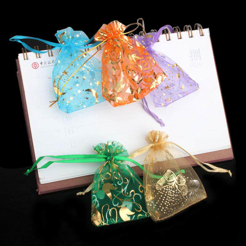 50pcs organza jewelry candy gift bags pouch 7x9cm mix color
