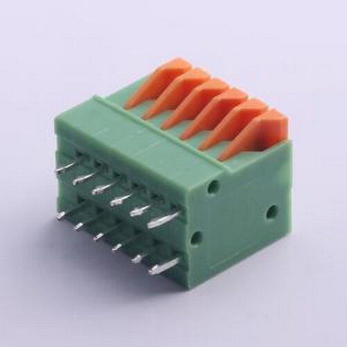 KF141V-2.54-6P 弹簧式接线端子 2.54mm 每排P数:6 插件,P=2.54mm