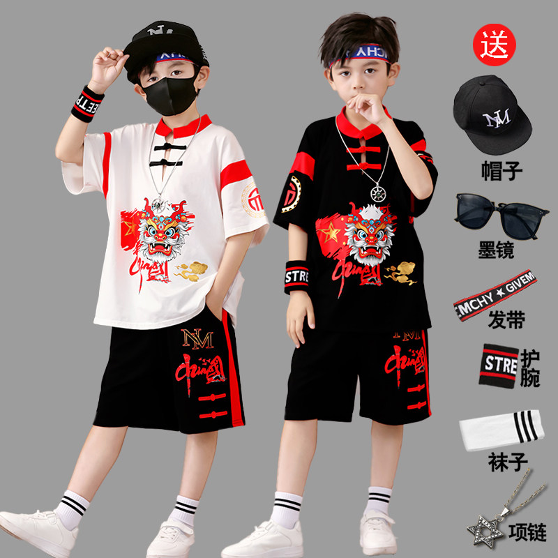 男童夏季套装新中式唐服唐装六一儿童民族舞蹈服表演服舞台服夏装