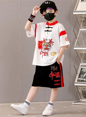 汉服男童短袖T恤夏季唐装