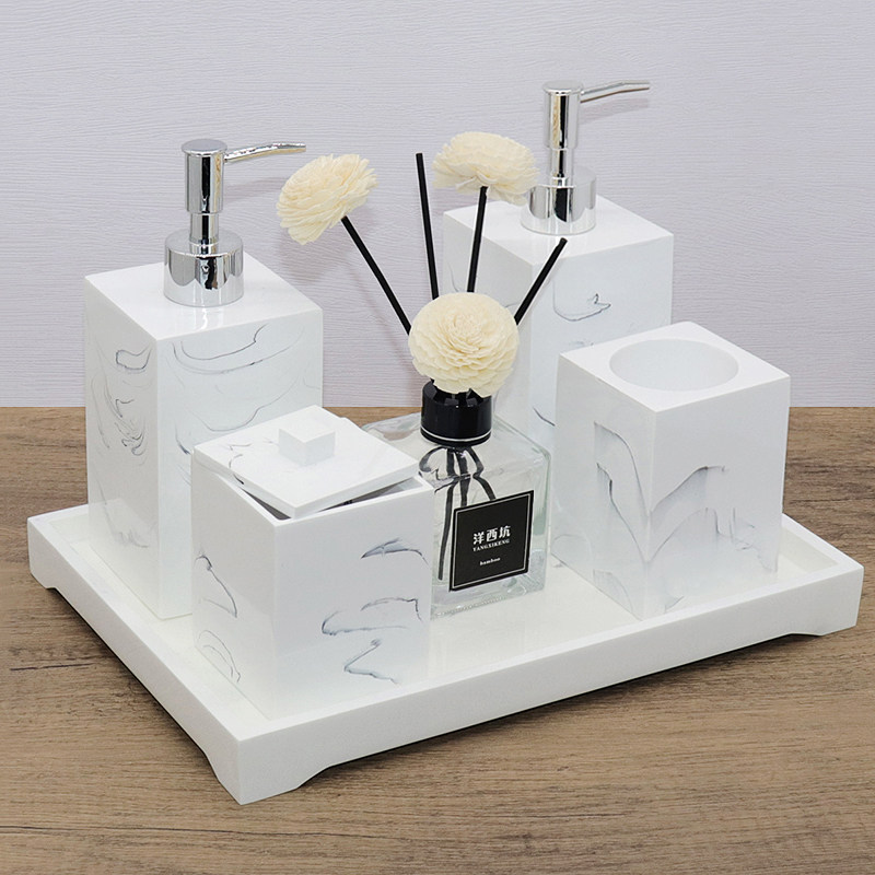 欧式浴室用品套件洗漱收纳组合家用样板房酒店卫生间洗手液瓶套装