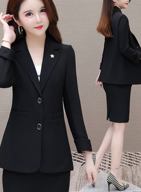 简约百搭黑色西装外套女新款春秋季十三行小个子职业休闲西服上衣