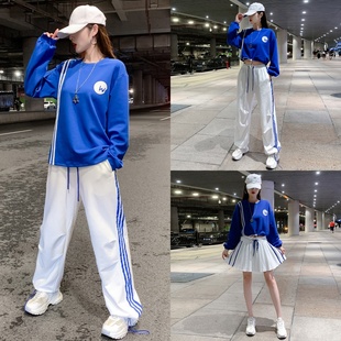 爵士舞服装套装kpop跳舞上衣嘻哈街舞裤学生运动会啦啦操男女班服