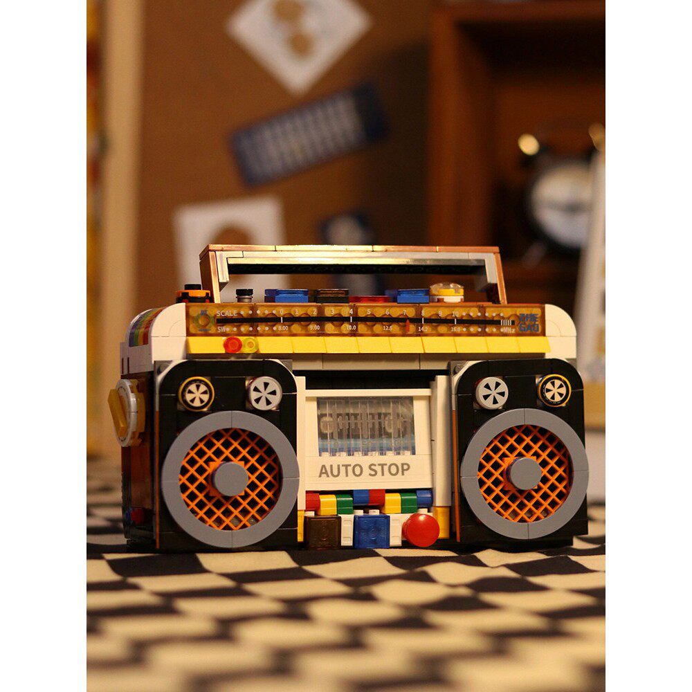 创意复古积木收音机电视打字机系列益智小颗粒拼装玩具男女孩礼物