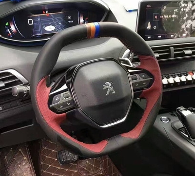2008 508 5008标志4008手缝专用真皮方向盘套