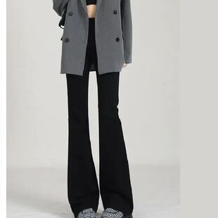 喇叭裤 高腰显瘦百搭马蹄裤 女小个子2026年春秋新款 黑色微喇休闲裤