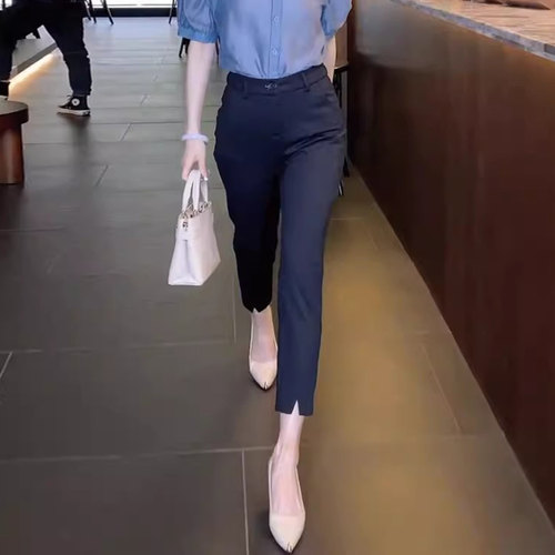 黑色弹力小脚裤九分裤小脚裤