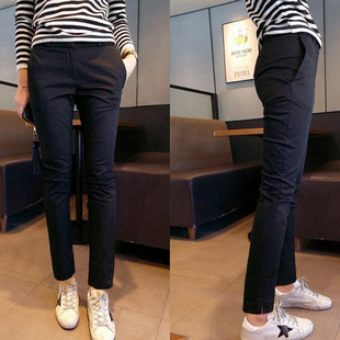 黑色显瘦春夏秋冬弹力薄款 子女 小脚百搭休闲直筒加绒八分九分长裤