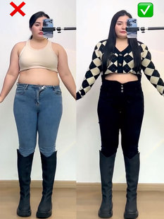 魔术小脚牛仔裤女秋冬加绒加厚胖mm高腰弹力铅笔裤大码紧身裤子女