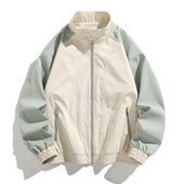 WASSUP休闲立领夹克男春秋季 拼接运动外套男潮牌宽松休闲百搭 薄款