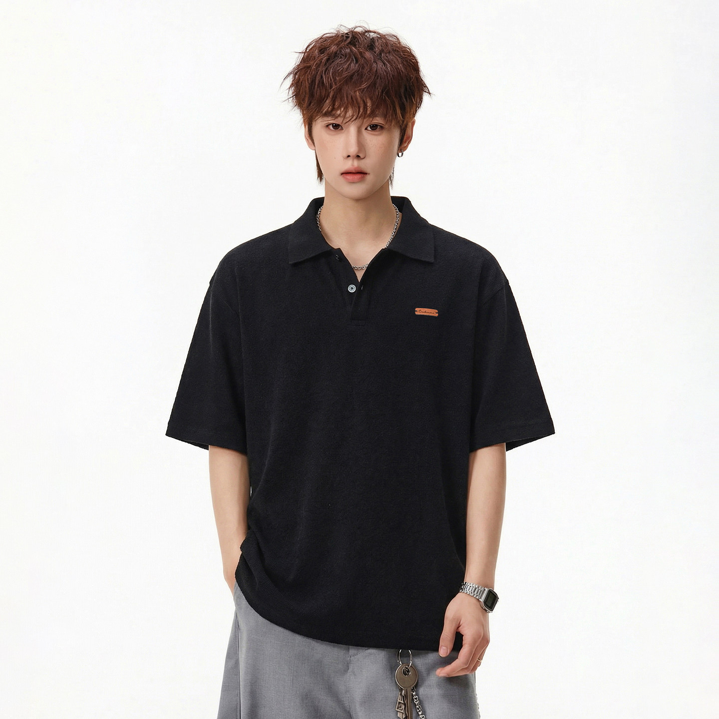 WASSUP美式复古Polo衫短袖男夏季新款百搭宽松休闲翻领T恤上衣服