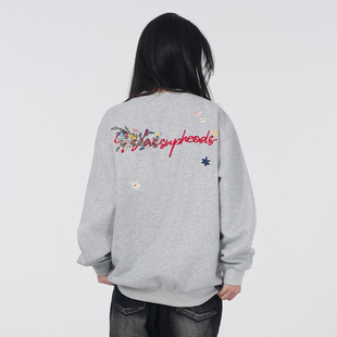 WASSUP【花卉】刺绣重磅卫衣男女款秋冬宽松oversize潮流圆领上衣