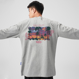 WASSUP HEODS美式长袖t恤男生圆领上衣国潮牌春秋季宽松打底衫女