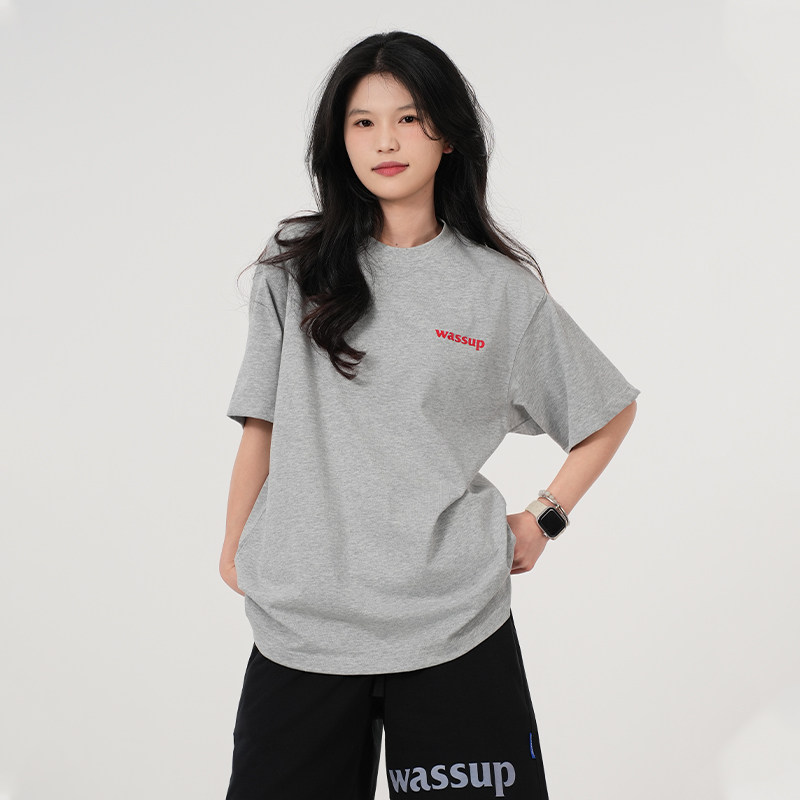 WASSUP潮牌美式字母短袖t恤男女装夏季2026新款宽松百搭圆领上衣