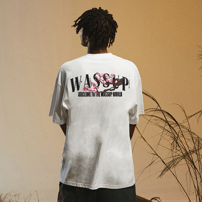 WASSUP樱花树重磅短袖凉感T恤男