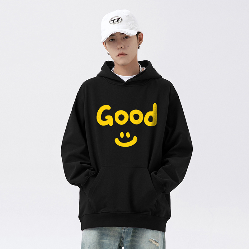 WASSUP潮牌笑脸连帽卫衣情侣款