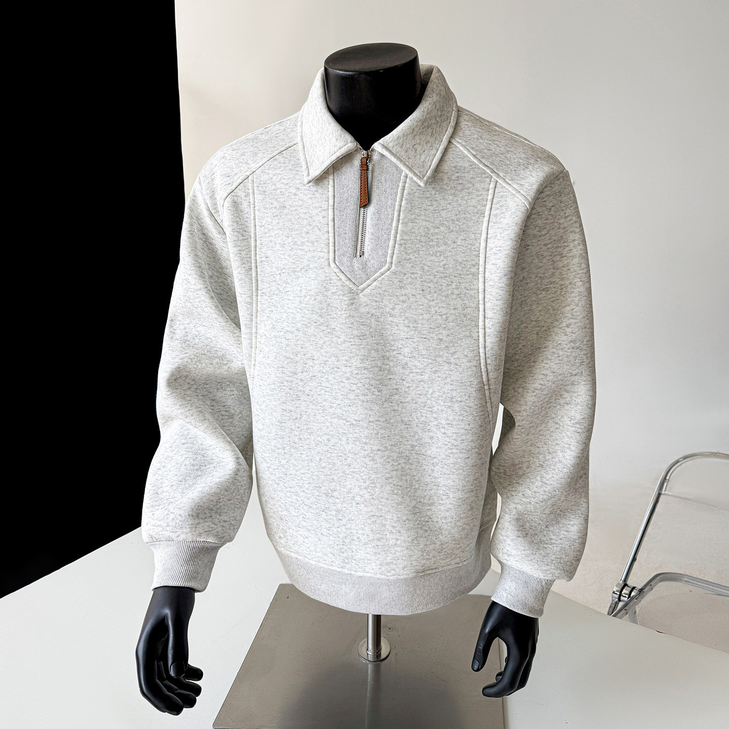 WASSUP潮牌美式重磅polo衫卫衣男秋冬新款宽松简约百搭翻领上衣服