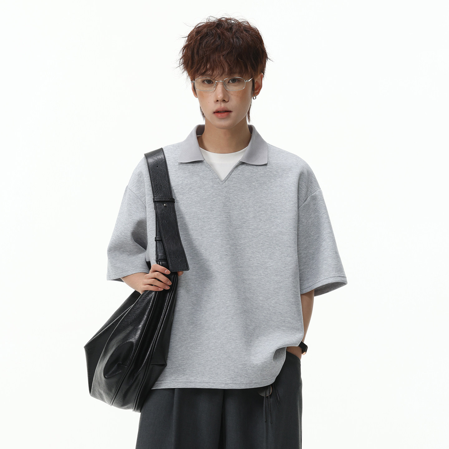 WASSUP夏季衣服短袖男生polo衫痞帅cleanfit上衣潮流新款宽松t恤