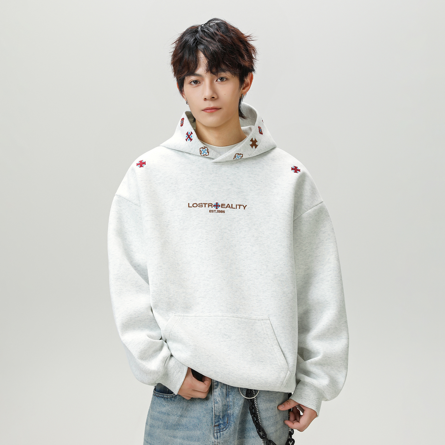 WASSUP民族风刺绣重磅卫衣男女款